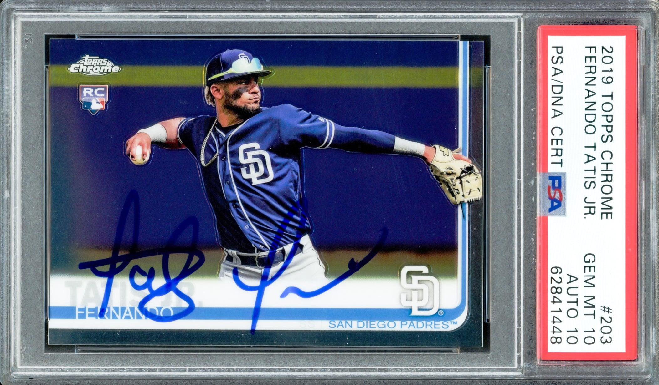Fernando Tatis Jr. Autographed 2019 Topps Chrome Rookie Card #203 San Diego Padres PSA 10 Auto Grade Gem Mint 10 PSA/DNA #62841448