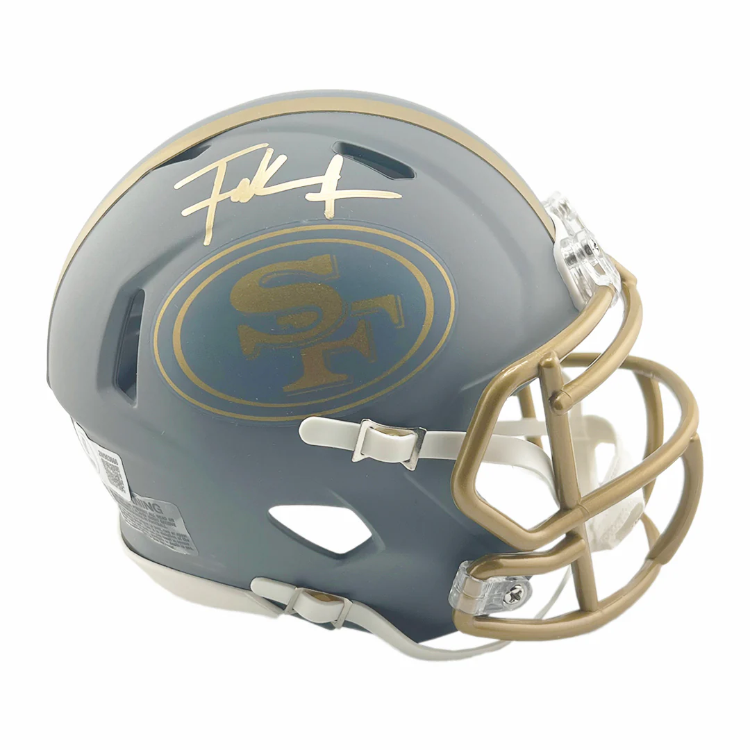 Frank Gore Signed Gold Ink San Francisco 49ers Slate Alternate Speed Mini Football Helmet (Beckett)