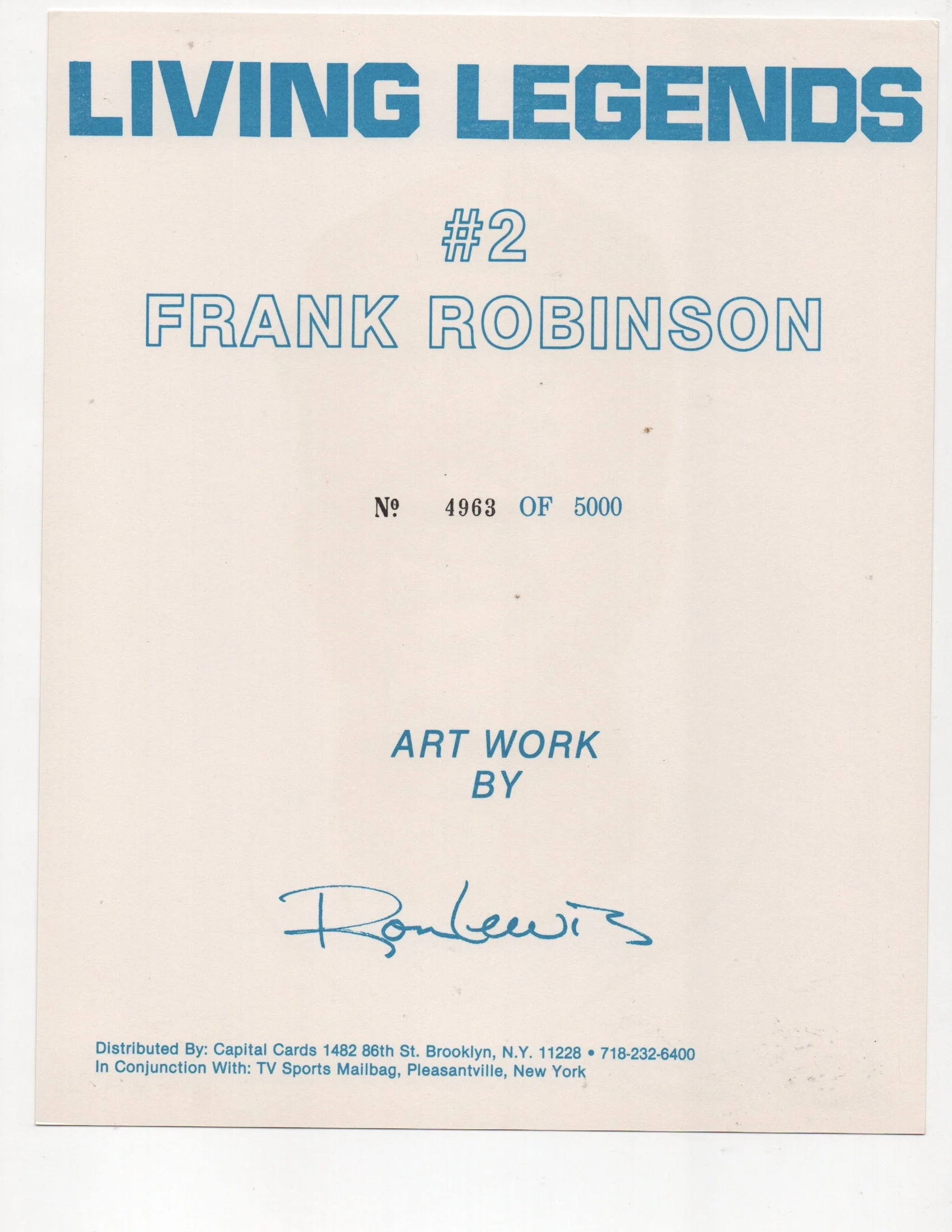 Frank Robinson Signed Living Legends #4963 of 5000 8x10 Photo (AIV AA24141) - Image 2