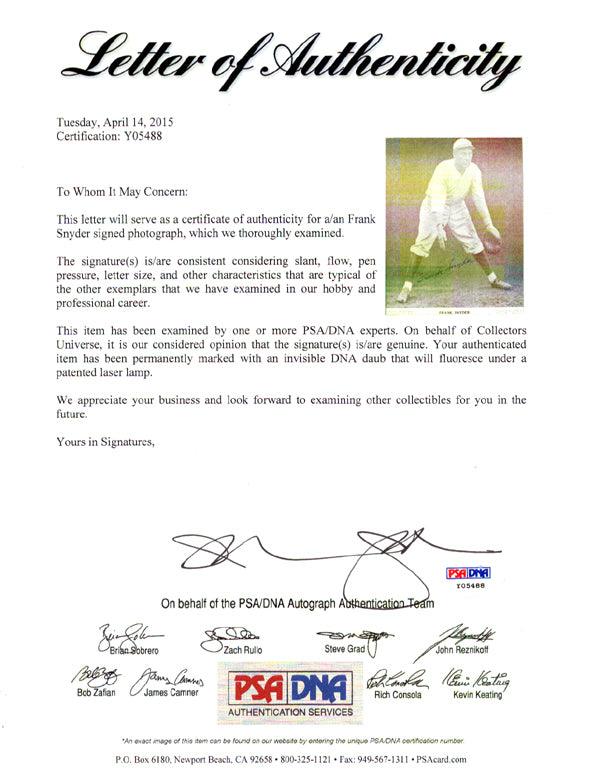 Frank Snyder Autographed M114 Baseball Magazine Page Photo PSA/DNA #Y05488 - Image 2