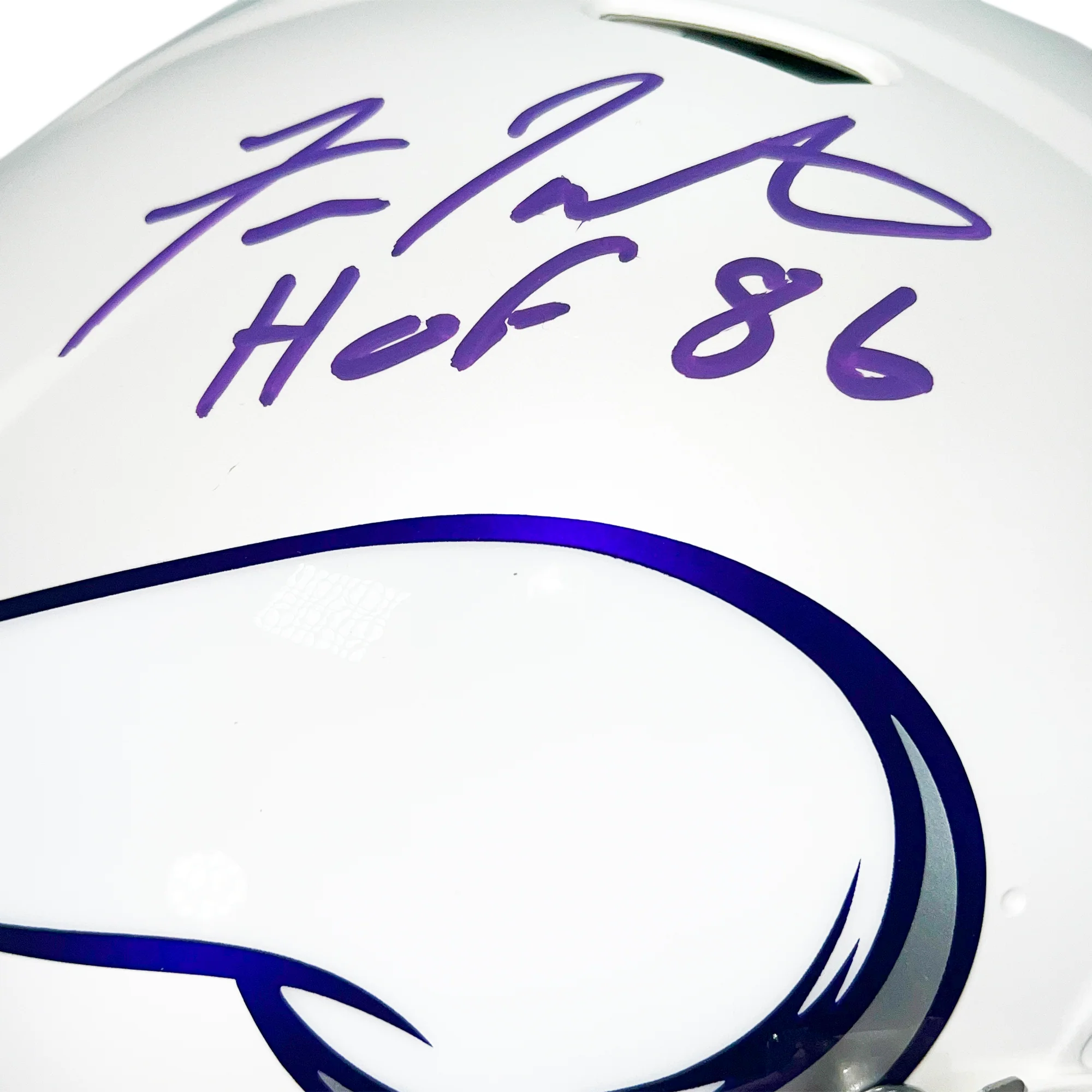Fran Tarkenton Signed HOF 86 Inscription Minnesota Vikings Authentic Alt 2024 Speed Full-Size Football Helmet (Beckett) - Image 2