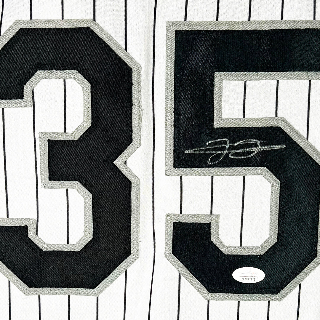 Frank Thomas Signed Chicago Pinstripe Baseball Jersey (JSA) - Image 2