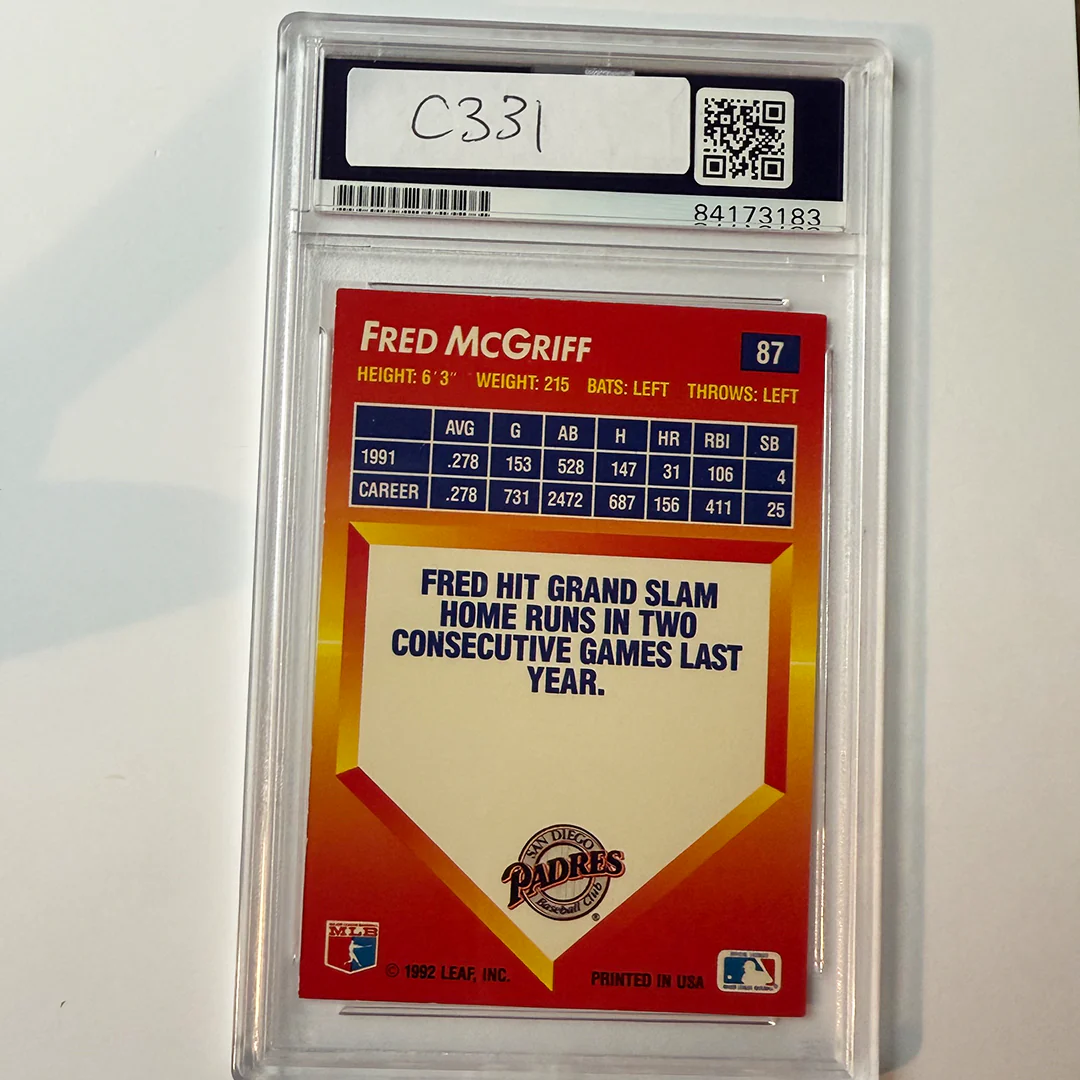 Fred McGriff Signed 1992 Donruss Triple Play #87 PSA Auto Authentic - Image 2