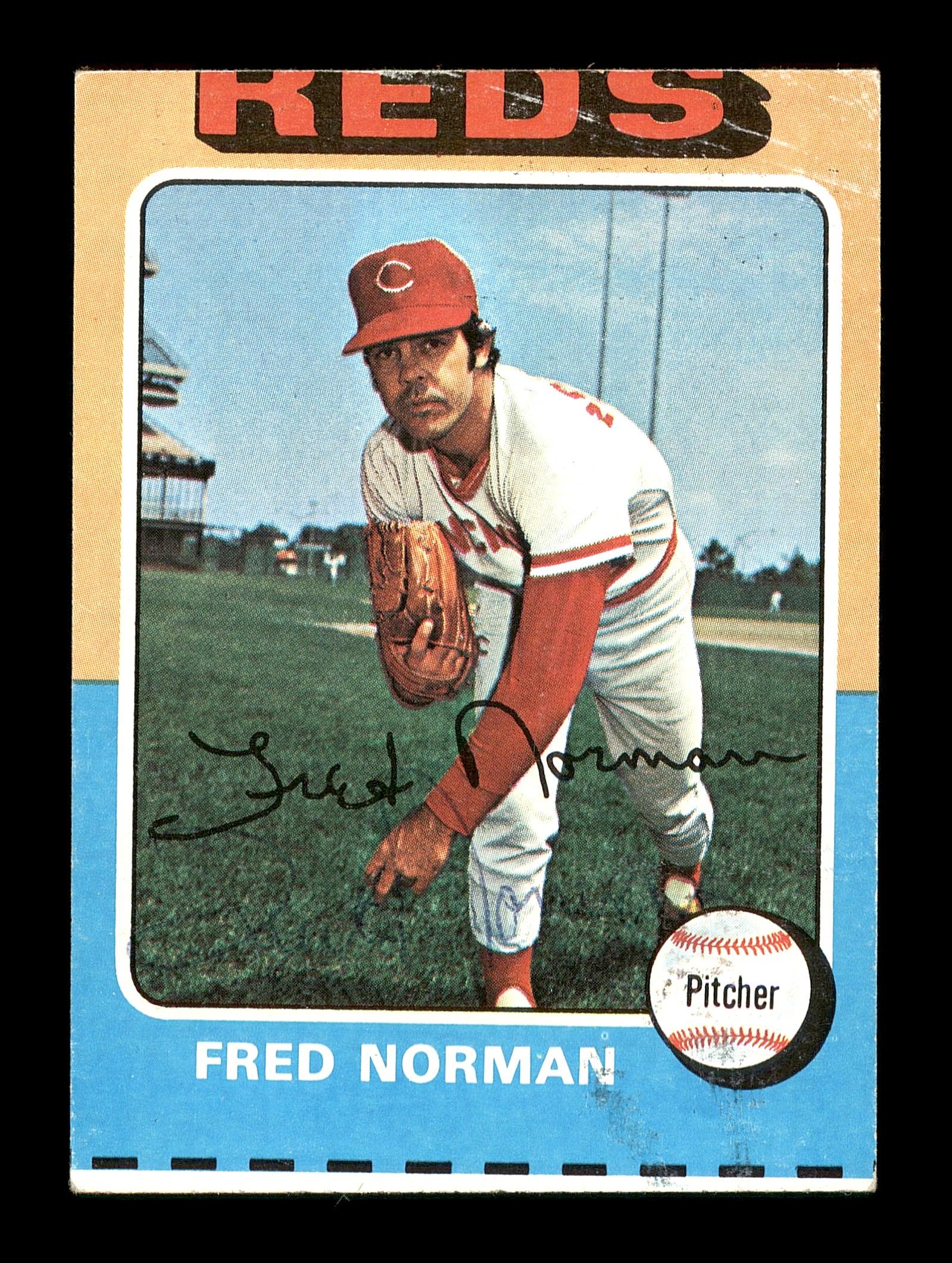 Fred Norman Autographed 1975 Topps Mini Card #396 Cincinnati Reds SKU #168641