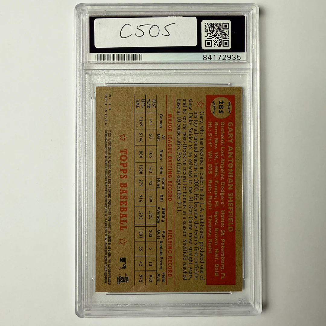 Gary Sheffield Signed 2001 Topps Heritage #285 PSA Auto Authentic - Image 2