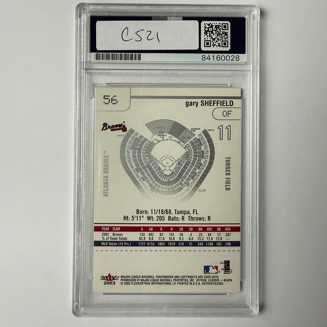 Gary Sheffield Signed 2003 Fleer #56 PSA Auto Authentic - Image 2