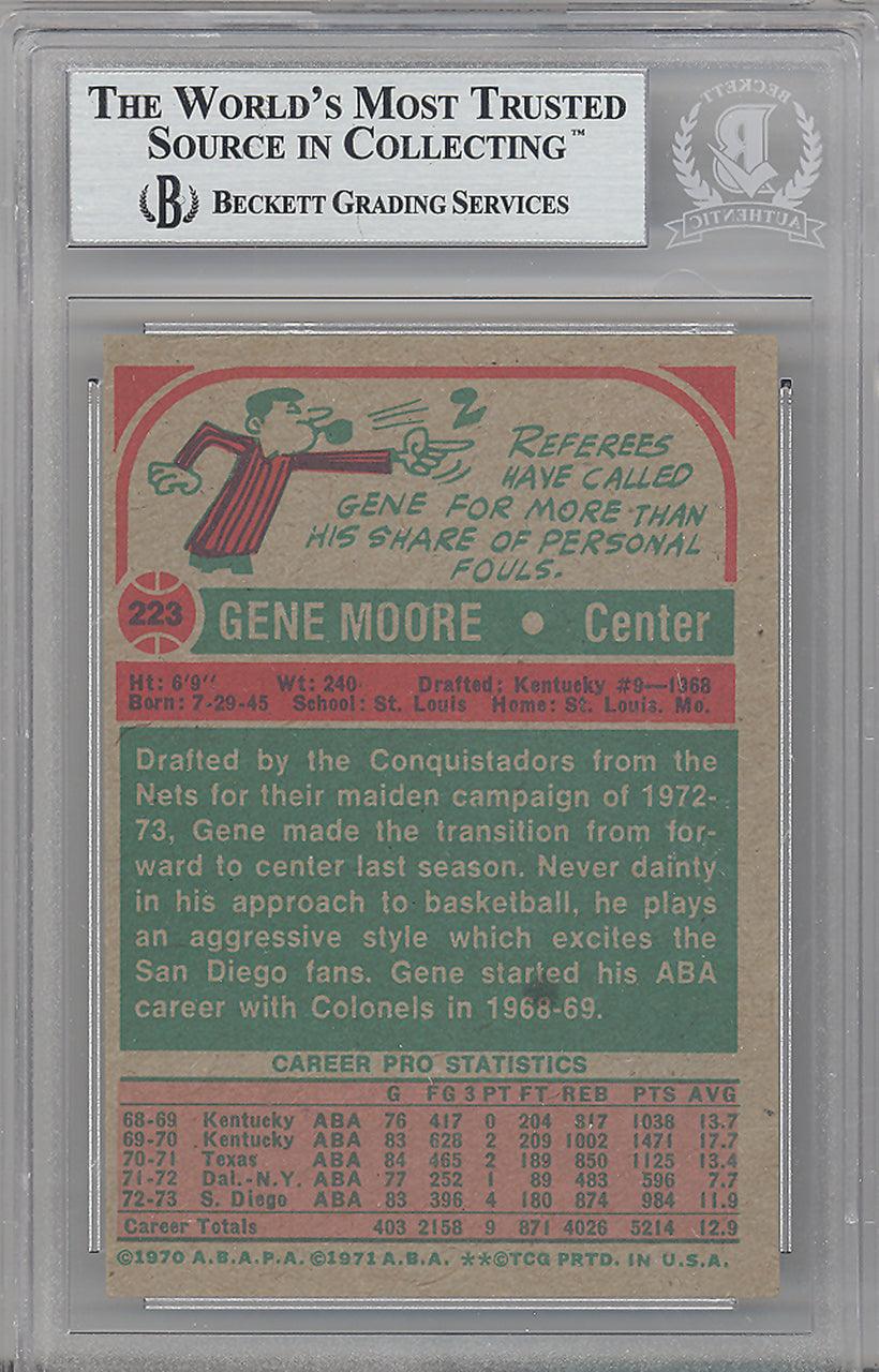 Gene Moore Autographed 1973-74 Topps Card #223 San Diego Conquistadors Beckett BAS #10265685 - Image 2