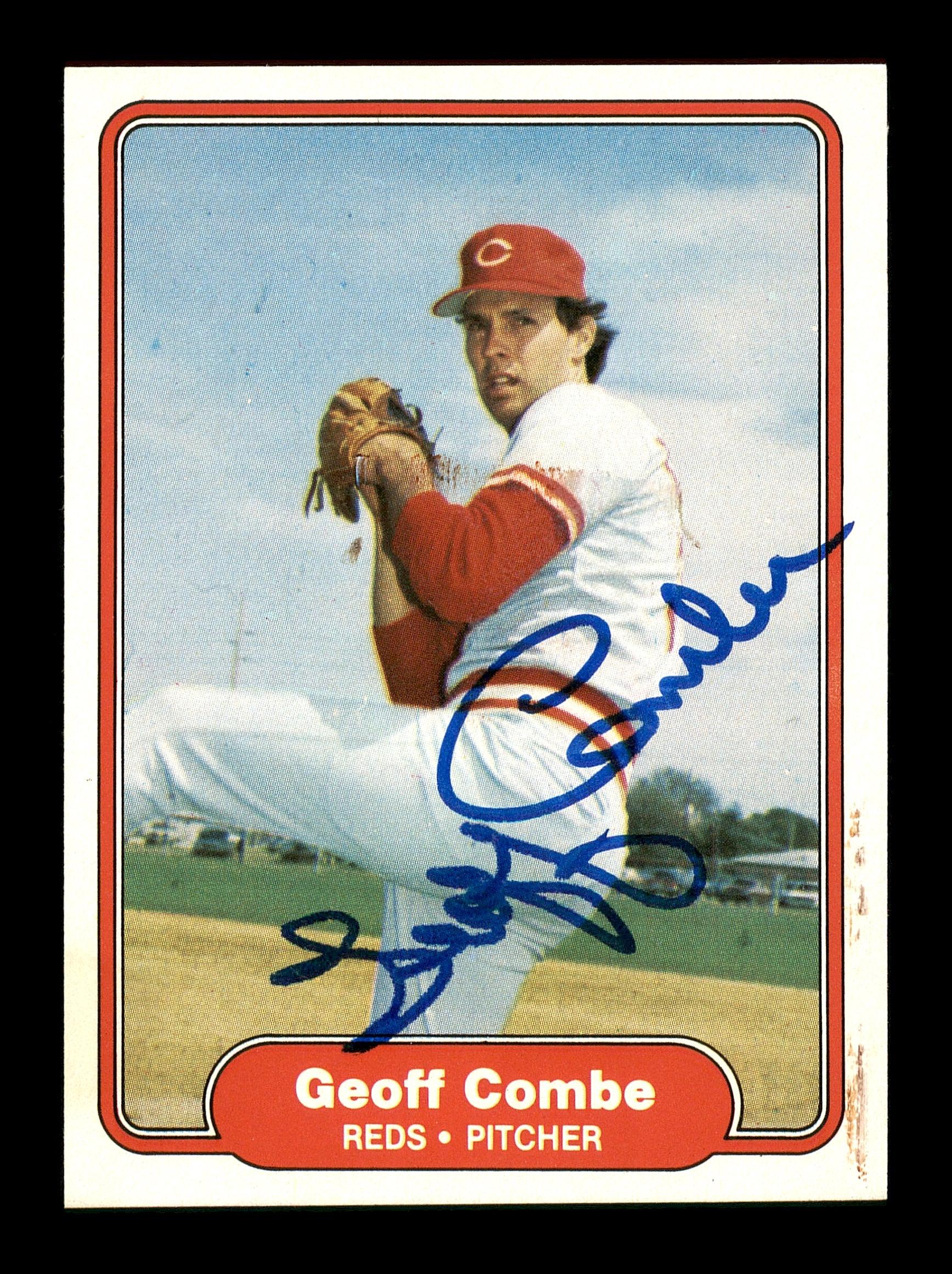 Geoff Combe Autographed 1982 Fleer Rookie Card #62 Cincinnati Reds SKU #166749