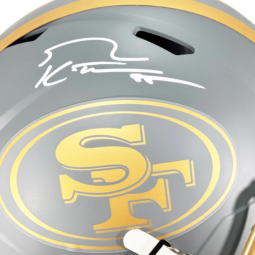 George Kittle Signed San Francisco 49ers Slate Alternate Speed Full-Size Replica Football Helmet (Beckett) - Image 2