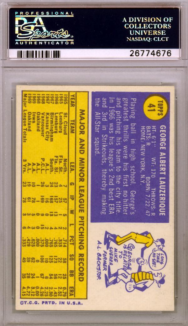 George Lauzerique Autographed 1970 Topps Card #41 Oakland A's PSA/DNA #26774676 - Image 2