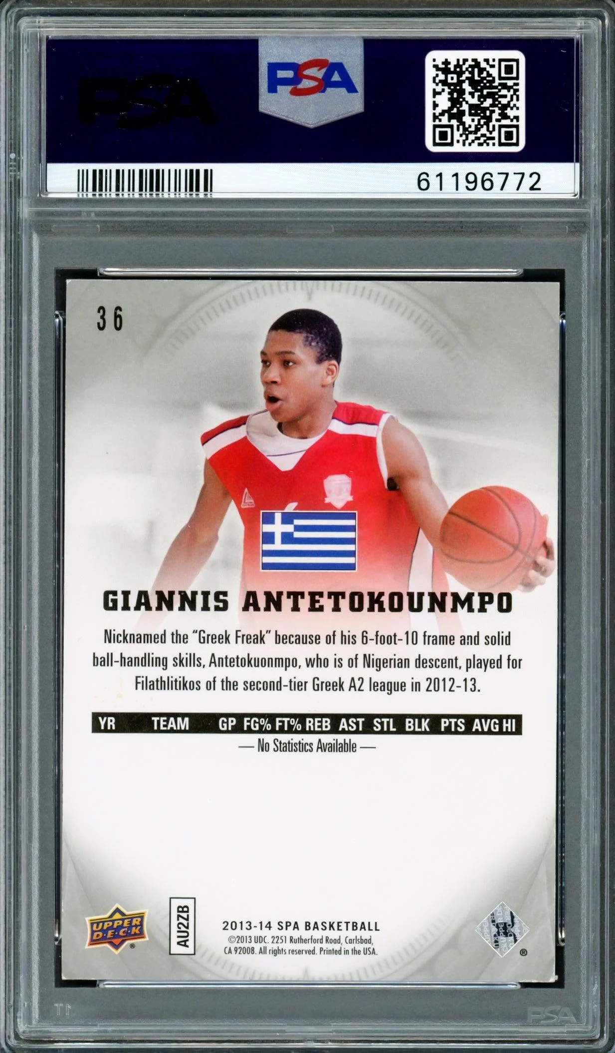Giannis Antetokounmpo Autographed 2013 SP Authentic Rookie Card #36 Milwaukee Bucks Auto Grade Gem Mint 10 PSA/DNA #61196772 - Image 2