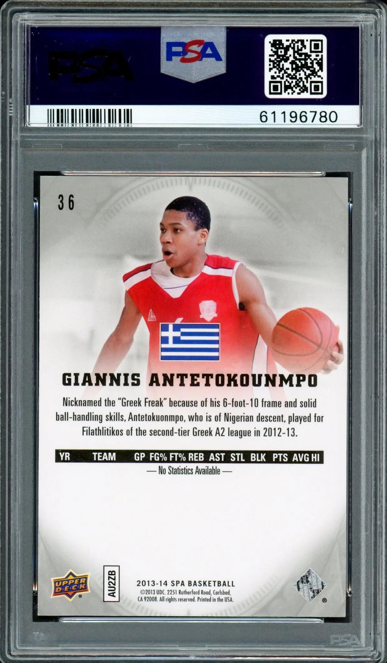 Giannis Antetokounmpo Autographed 2013 SP Authentic Rookie Card #36 Milwaukee Bucks PSA 9 Auto Grade Mint 9 PSA/DNA #61196780 - Image 2
