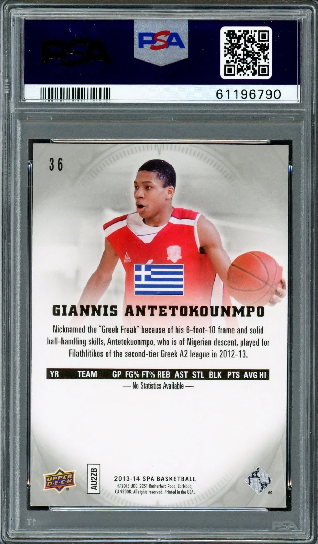 Giannis Antetokounmpo Autographed 2013 SP Authentic Rookie Card #36 Milwaukee Bucks PSA 9 PSA/DNA #61196790 - Image 2