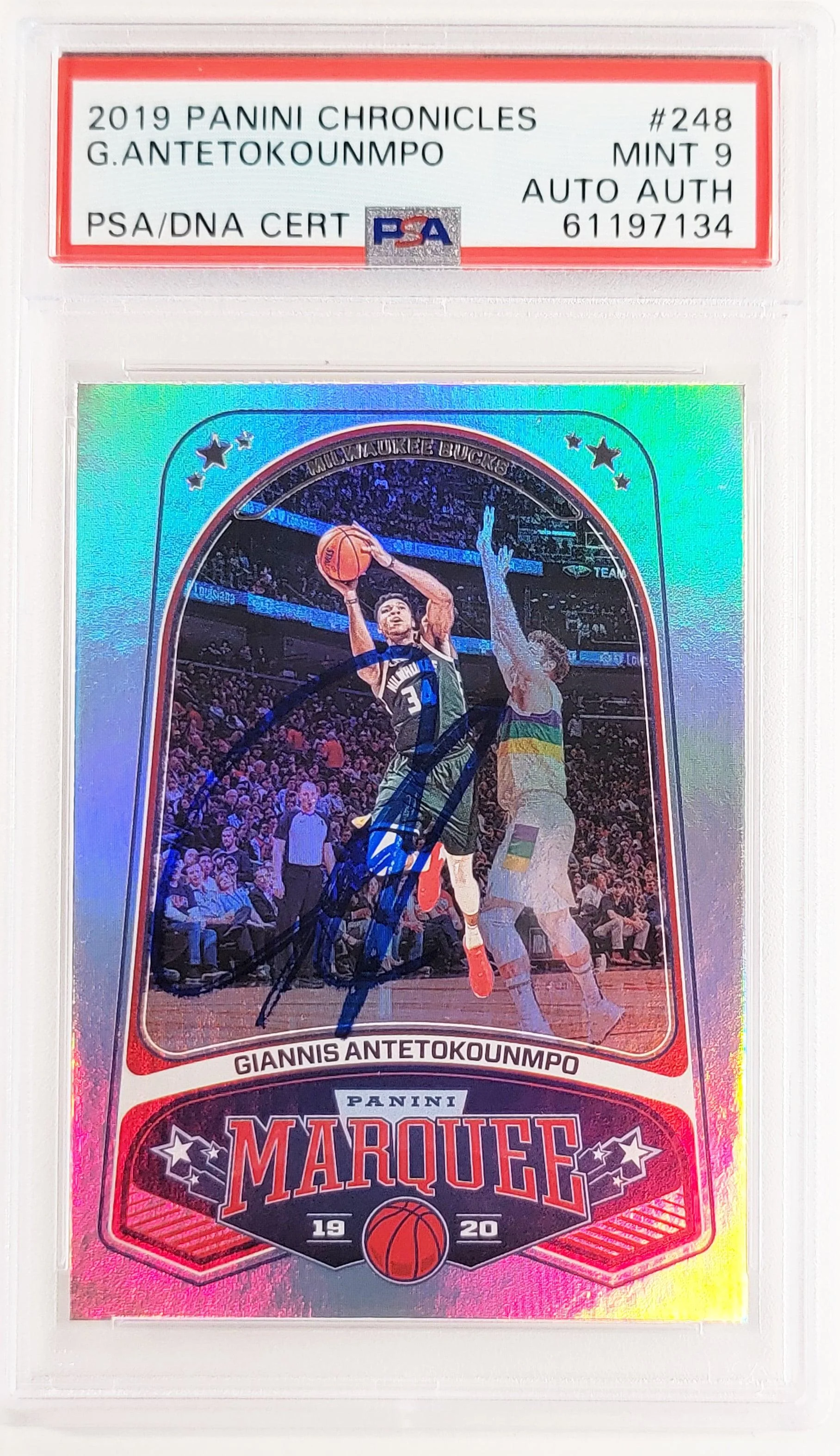 Giannis Antetokounmpo Autographed 2019 Panini Chronicles Card #248 Milwaukee Bucks PSA 9 PSA/DNA #61197134 - Image 2