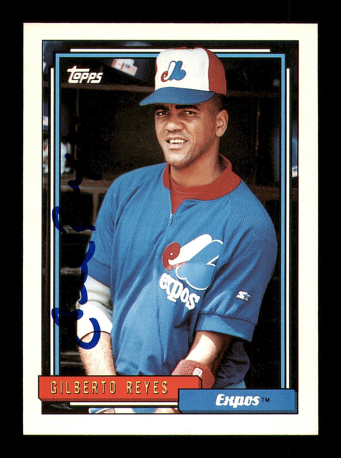 Gilberto Reyes Autographed 1992 Topps Card #286 Montreal Expos SKU #183778