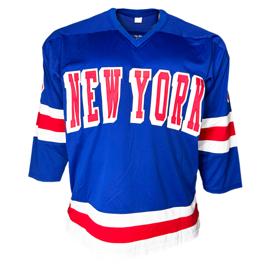 Gilles Villemure Signed New York Blue Hockey Jersey (JSA) - Image 3