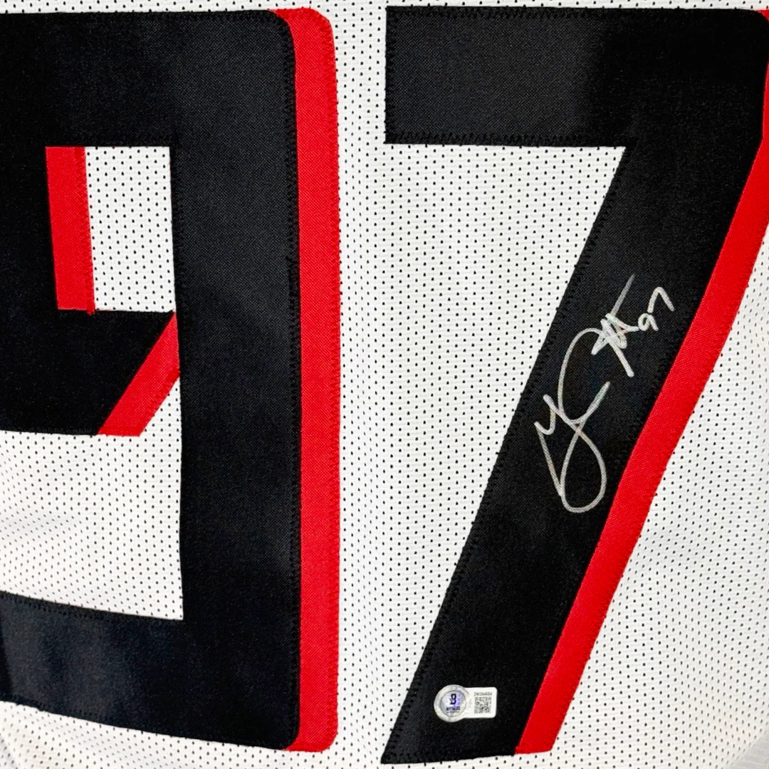 Grady Jarrett Signed Atlanta White Current Football Jersey (Beckett) - Image 2