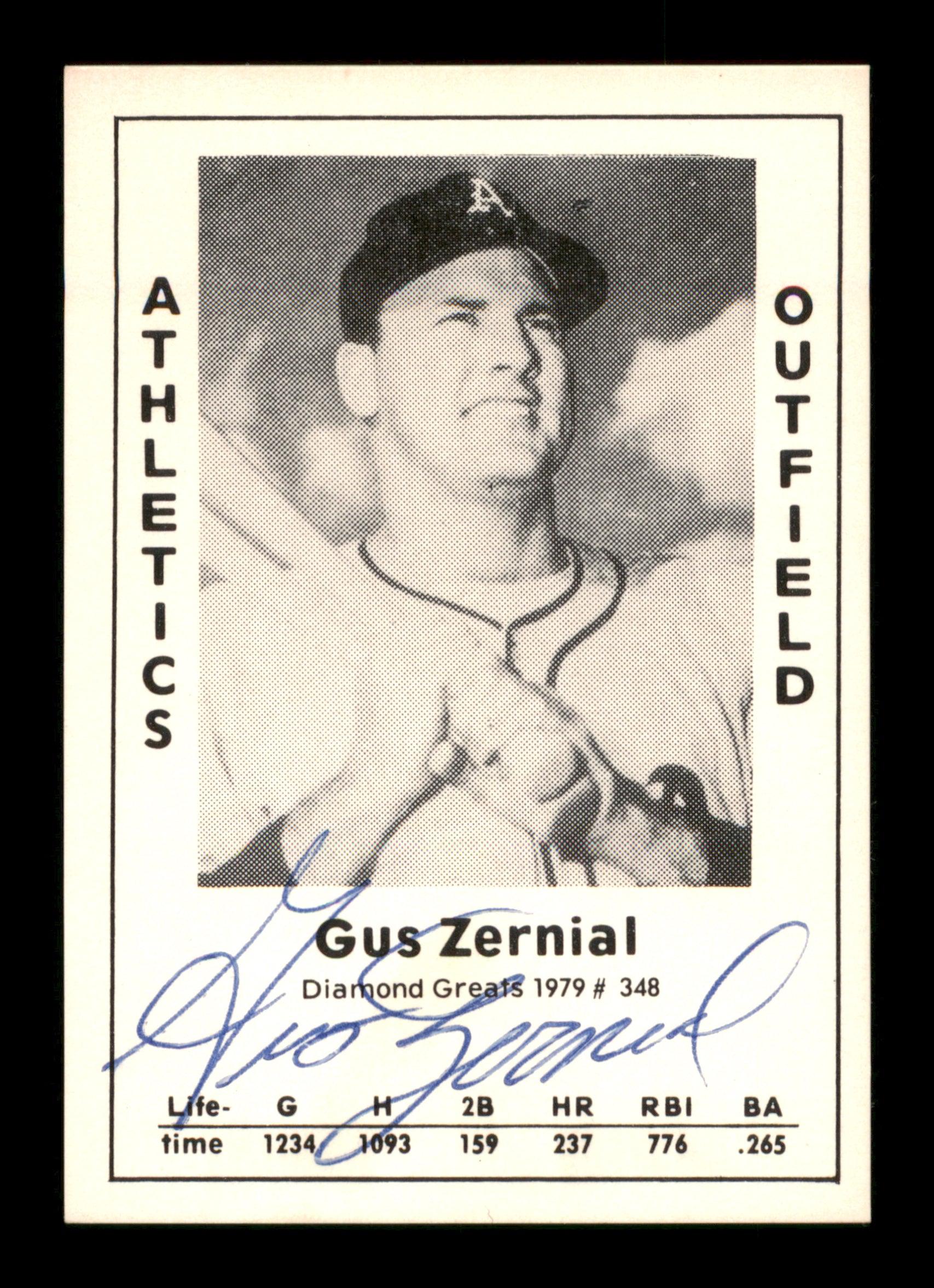 Gus Zernial Autographed 1979 Diamond Greats Card #348 Philadelphia A's SKU #188930