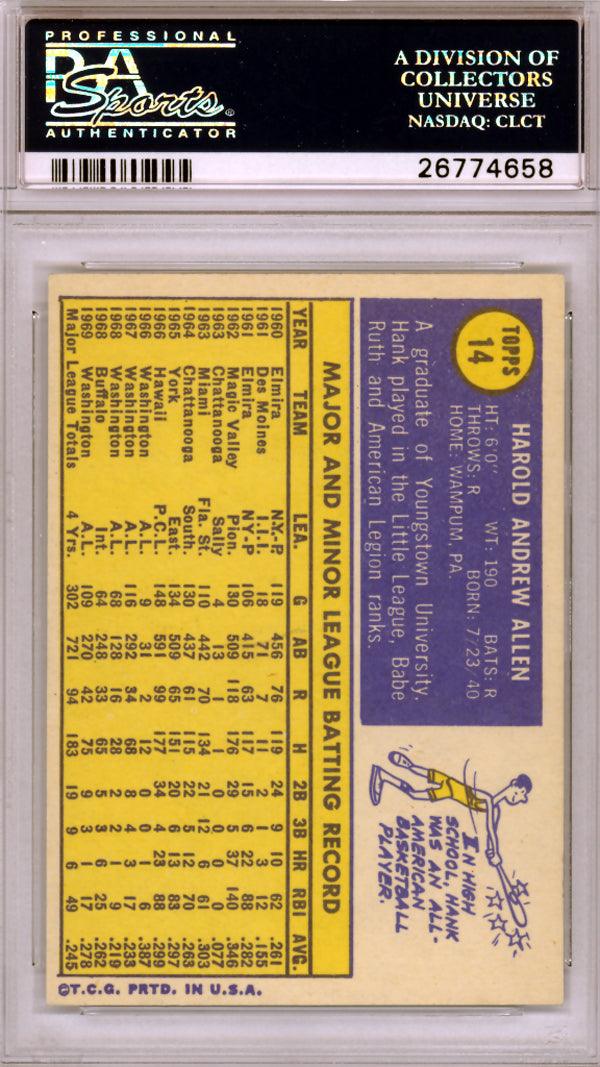 Hank Allen Autographed 1970 Topps Card #14 Washington Senators PSA/DNA #26774658 - Image 2