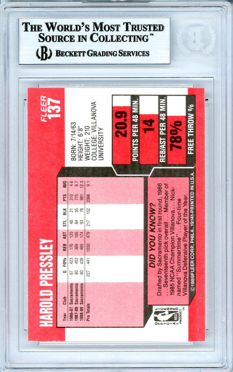 Harold Pressley Autographed 1989-90 Fleer Card #137 Sacramento Kings Beckett BAS #10739106 - Image 2