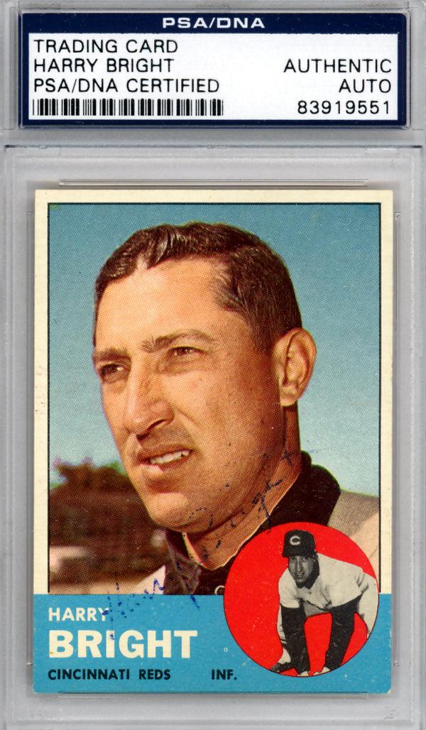 Harry Bright Autographed 1963 Topps Card #304 Cincinnati Reds PSA/DNA #83919551