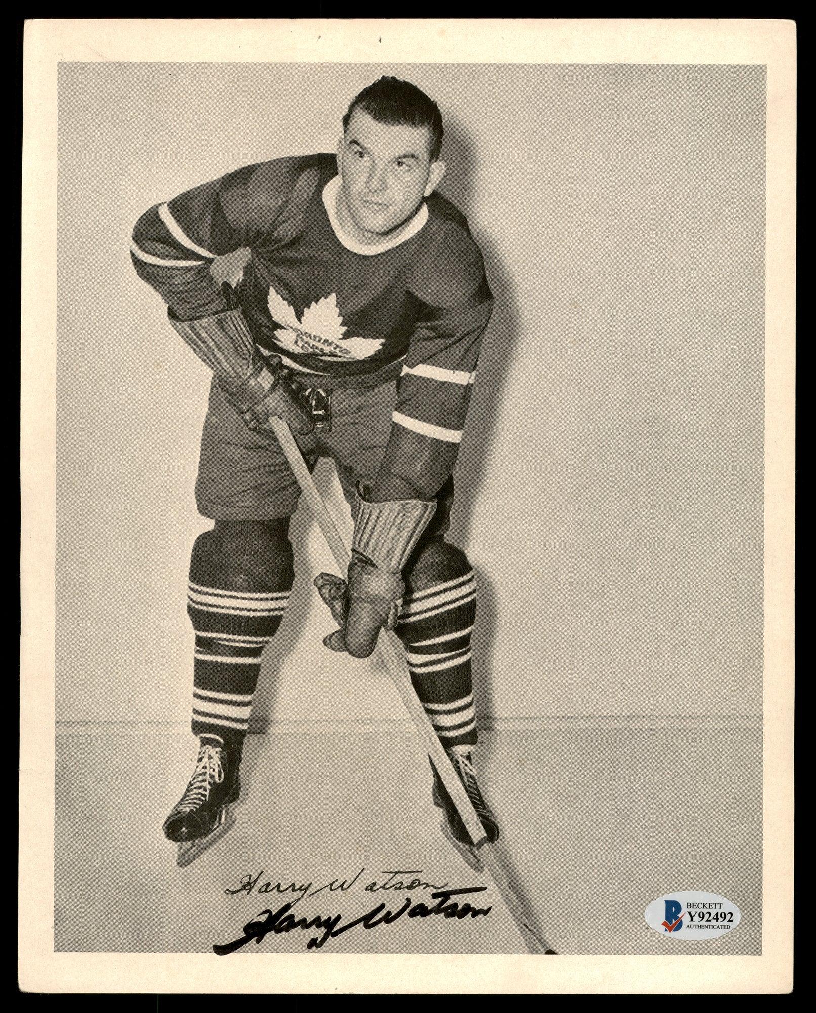 Harry Watson Autographed 1945-54 Quaker Oats 8x10 Photo Toronto Maple Leafs Beckett BAS #Y92492