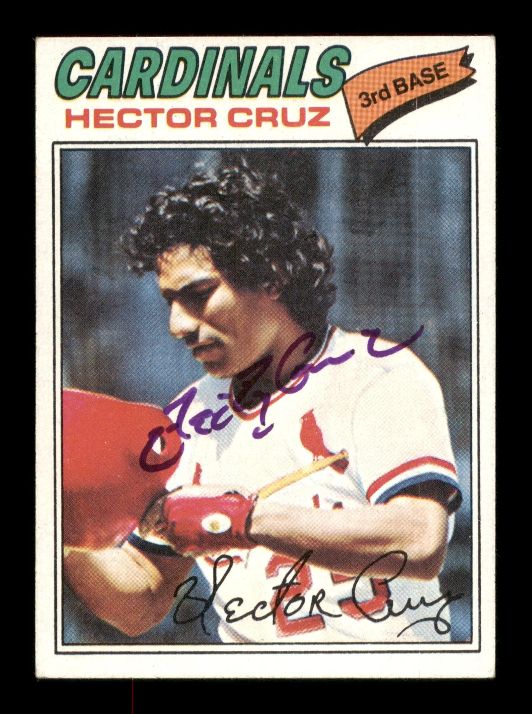 Hector Cruz Autographed 1977 Topps Card #624 St. Louis Cardinals SKU #205233