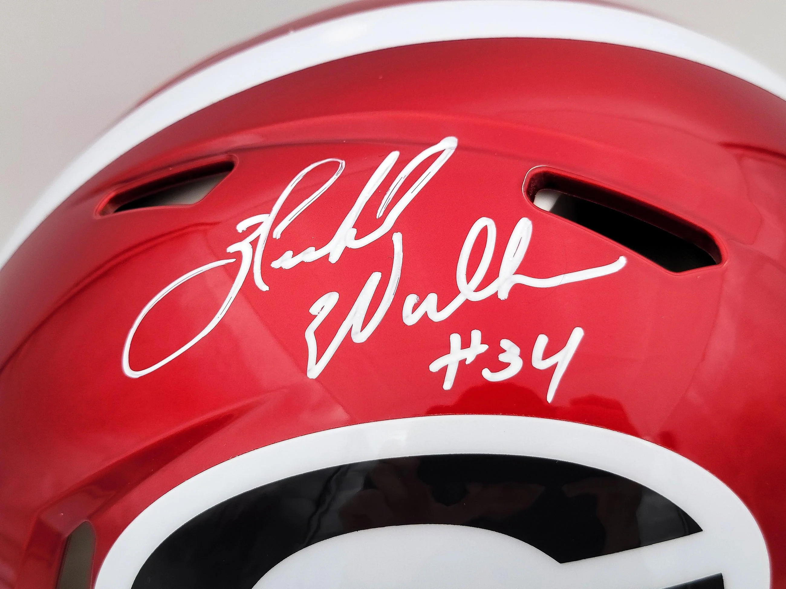 Herschel Walker Autographed Georgia Bulldogs Flash Red Full Size Authentic Speed Helmet "82 Heisman" Beckett BAS QR Stock #202152 - Image 2