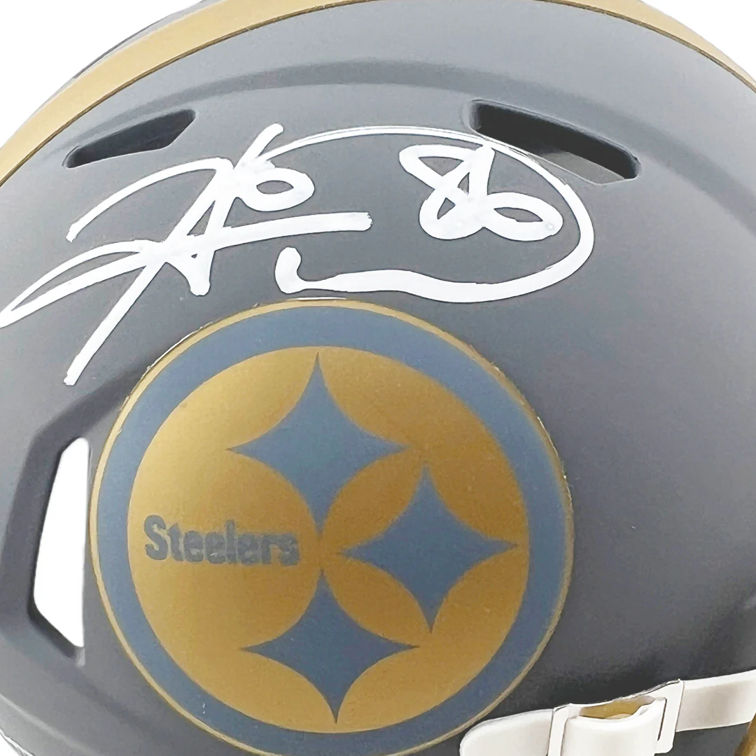 Hines Ward Signed Pittsburgh Steelers Slate Alternate Speed Mini Football Helmet (JSA) - Image 2