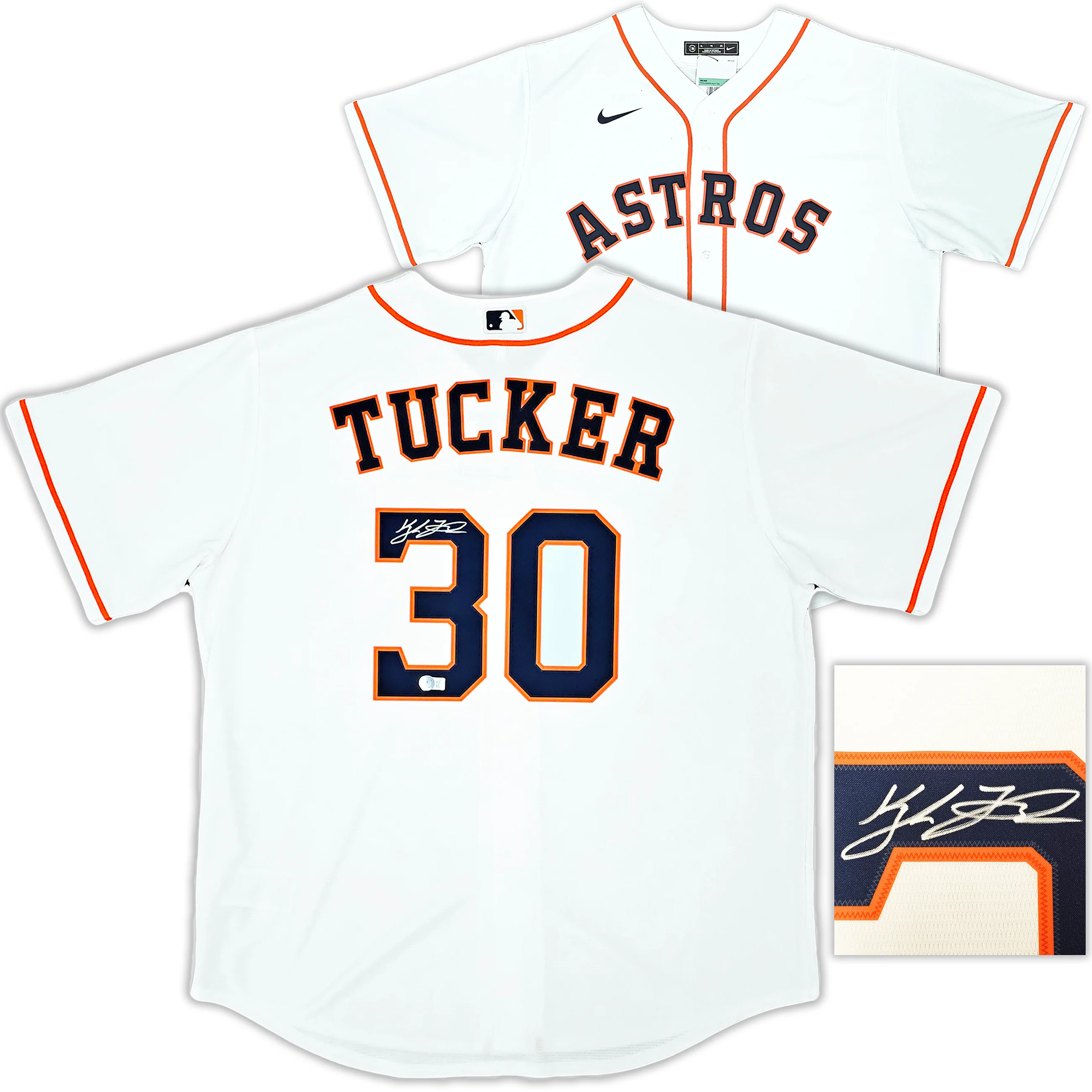 Houston Astros Kyle Tucker Autographed White Nike Jersey Size XL Beckett BAS Witness Stock #220565