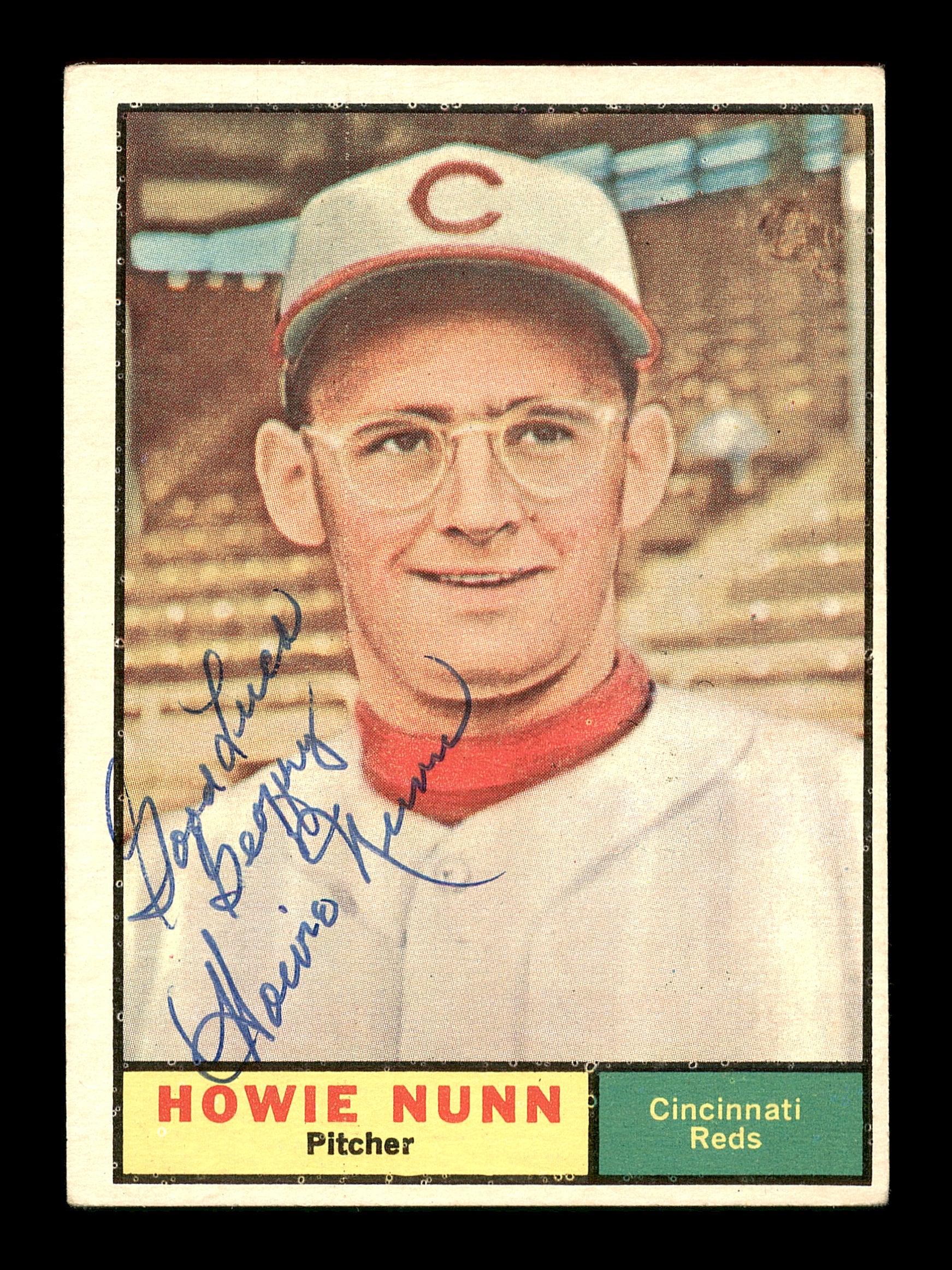 Howie Nunn Autographed 1961 Topps Card #346 Cincinnati Reds "Good Luck Geoffrey" SKU #169823