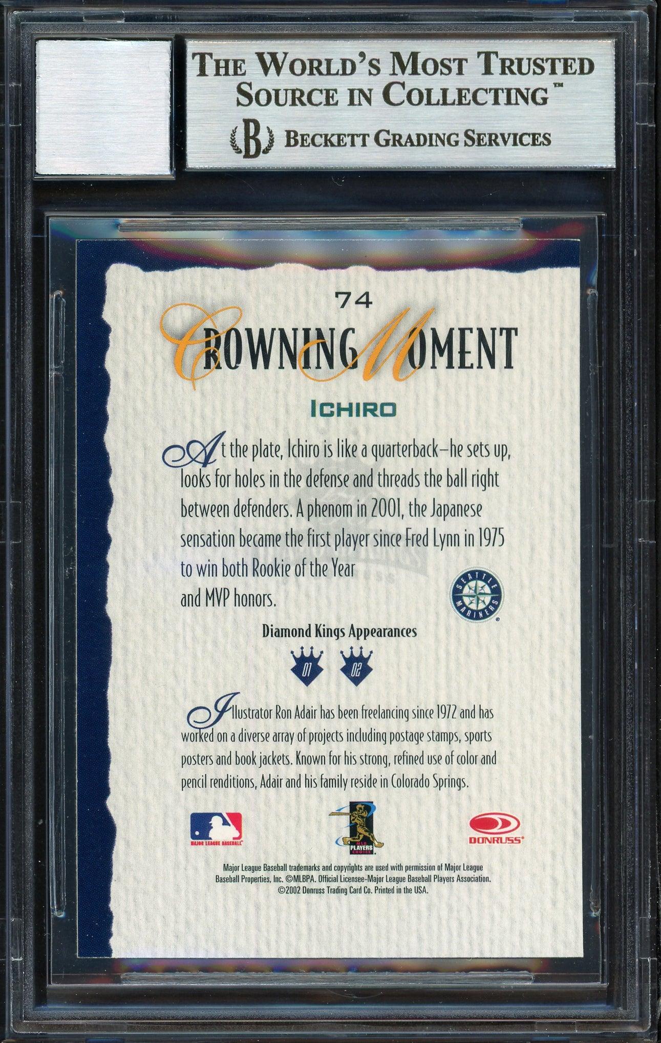 Ichiro Suzuki Autographed 2002 Donruss Diamond Kings Card #74 Seattle Mariners Auto Grade 10 Beckett BAS Stock #189817 - Image 2