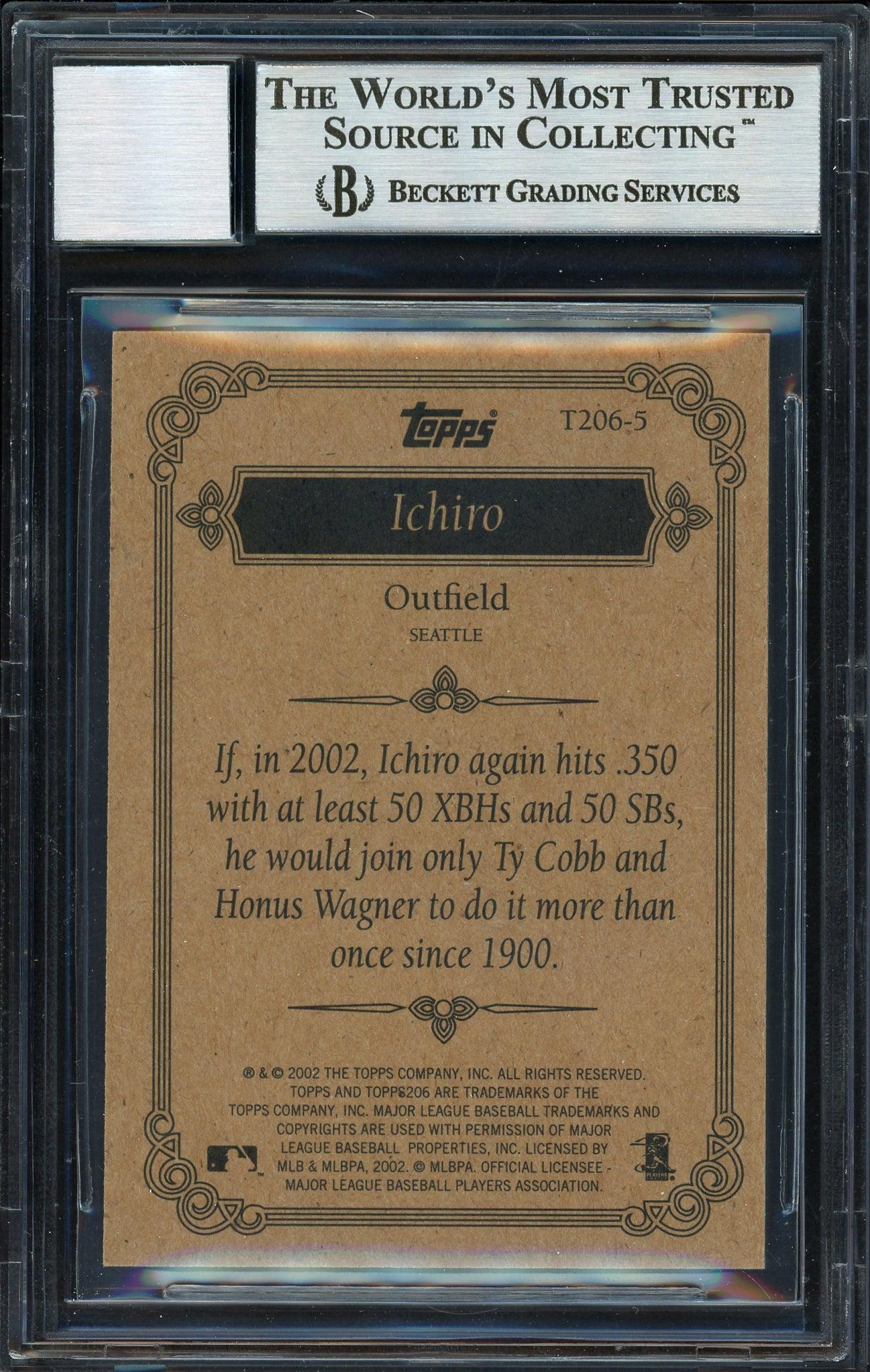 Ichiro Suzuki Autographed 2002 Topps 206 Card #T206-5 Seattle Mariners Auto Grade 10 Beckett BAS Stock #189816 - Image 2