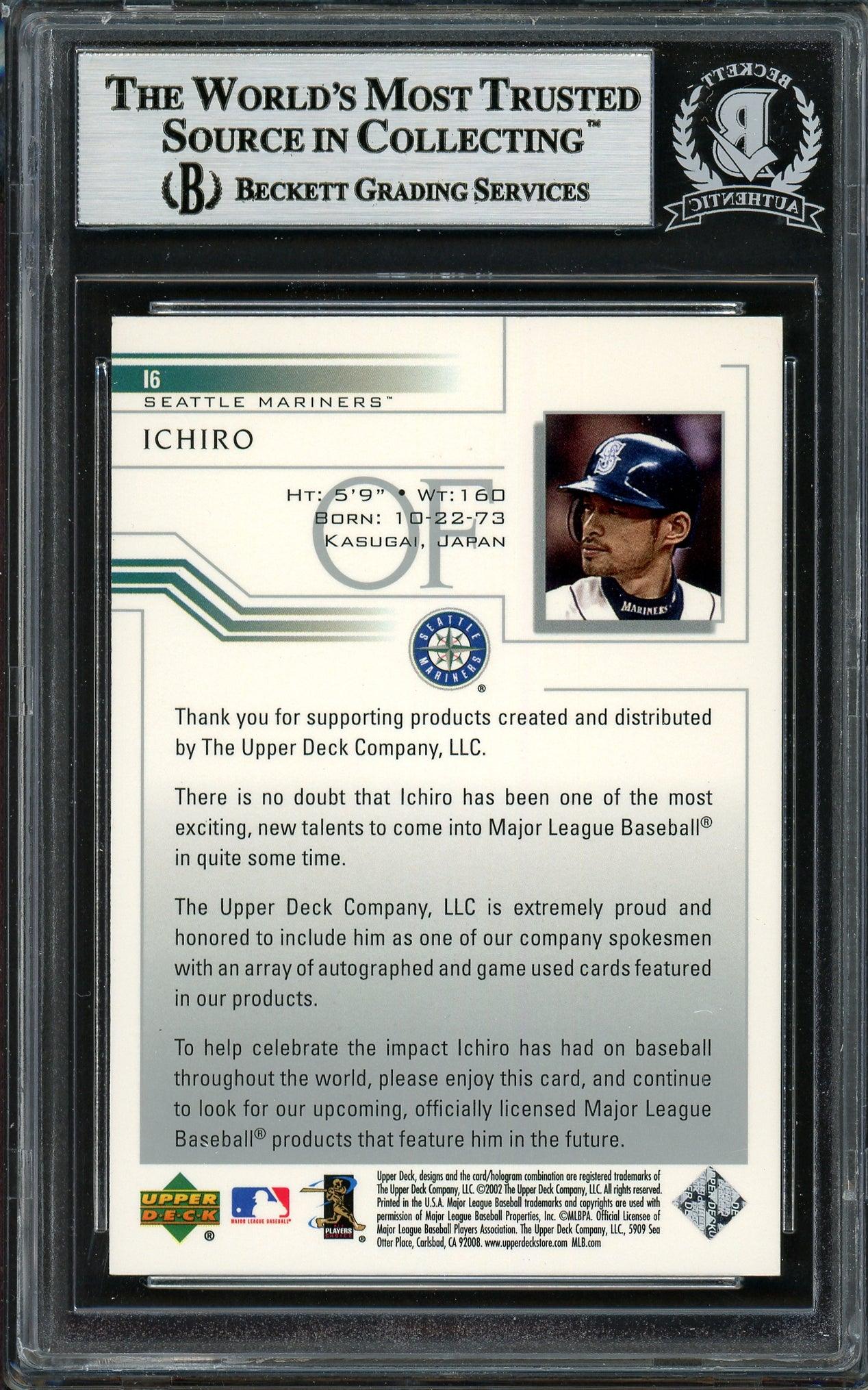 Ichiro Suzuki Autographed 2002 Upper Deck Card #I6 Seattle Mariners Beckett BAS #12785335 - Image 2