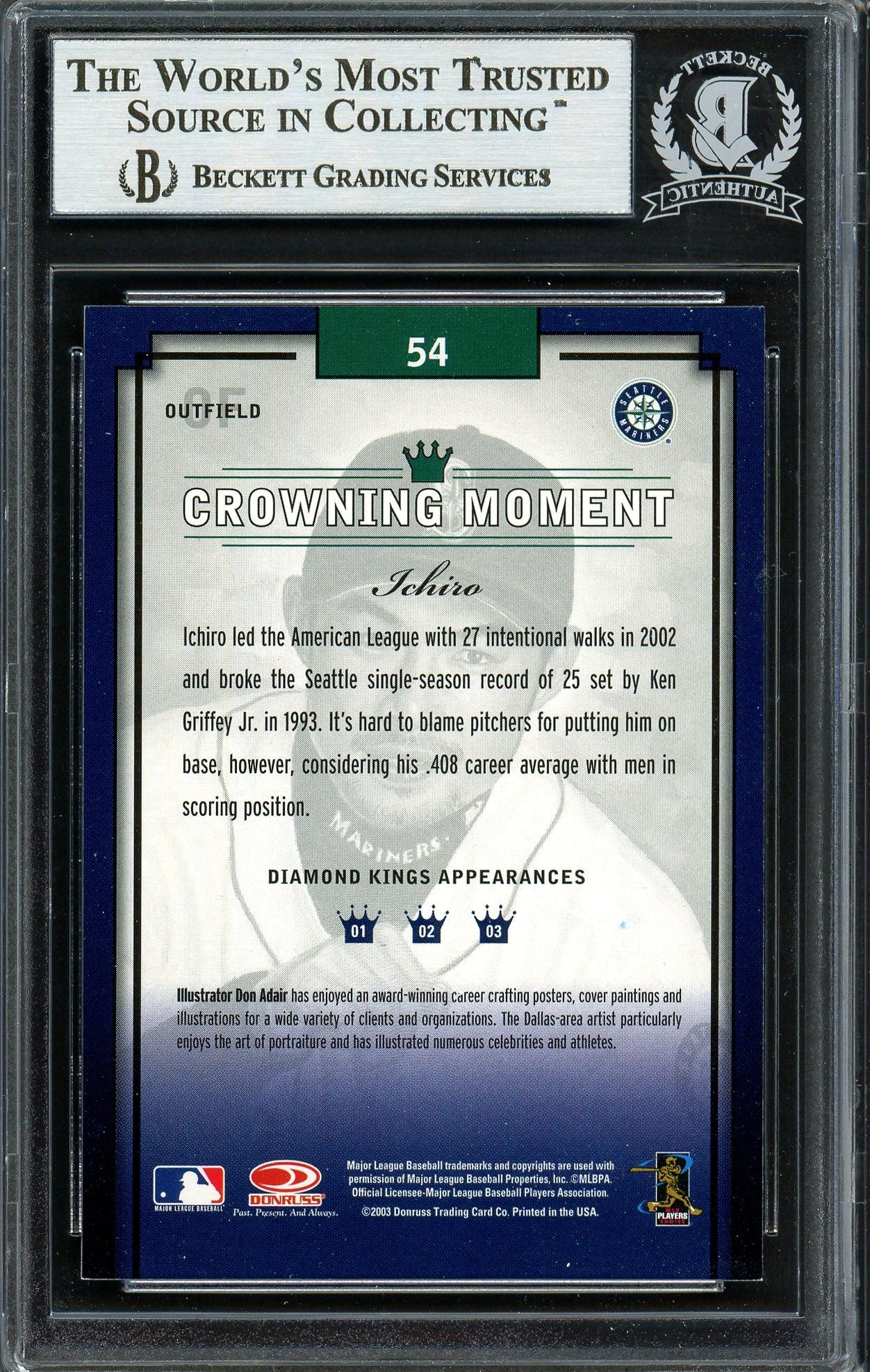 Ichiro Suzuki Autographed 2003 Donruss Diamond Kings Card #54 Seattle Mariners Beckett BAS Stock #191260 - Image 2