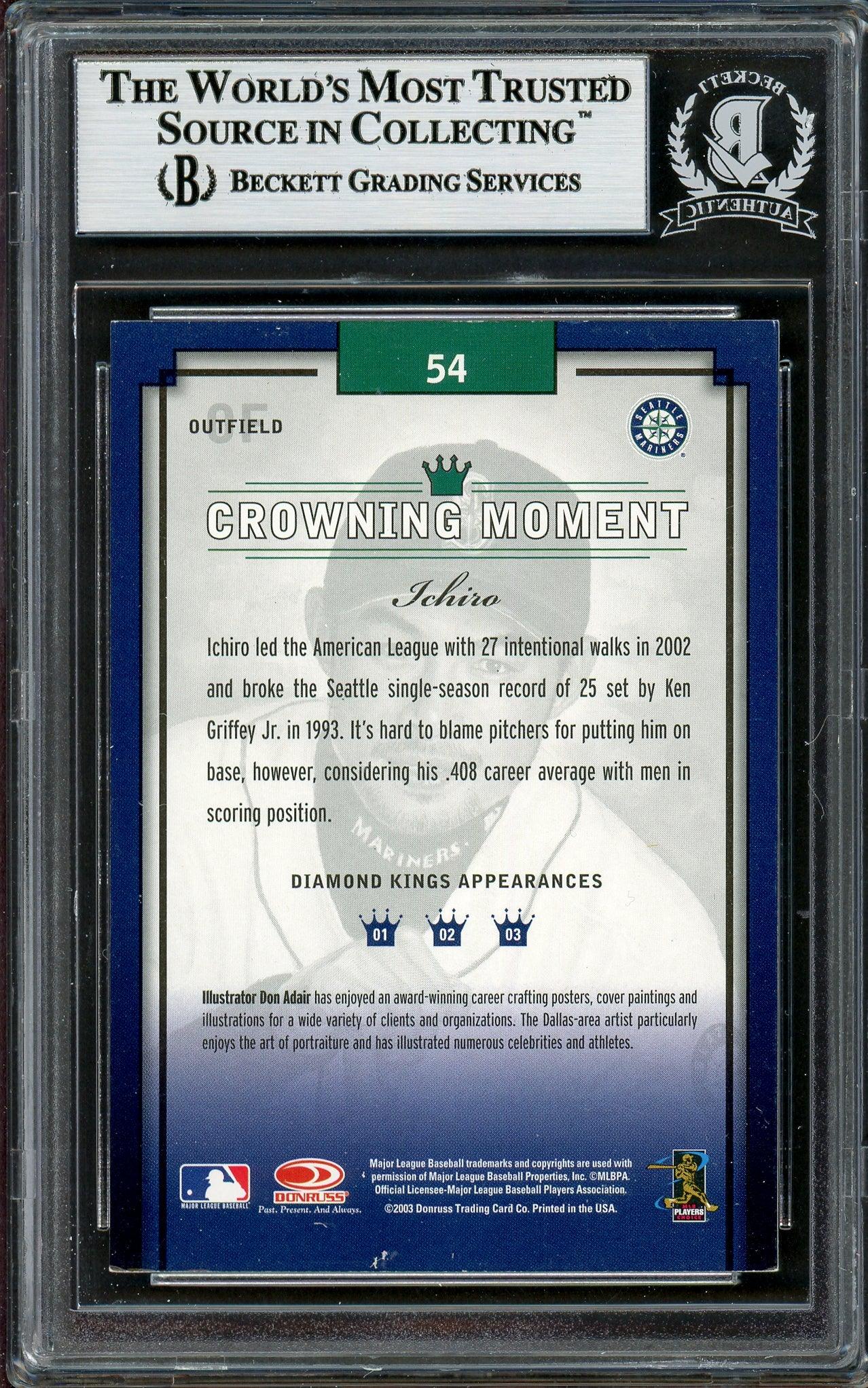 Ichiro Suzuki Autographed 2003 Donruss Diamond Kings Card #54 Seattle Mariners Beckett BAS Stock #194253 - Image 2