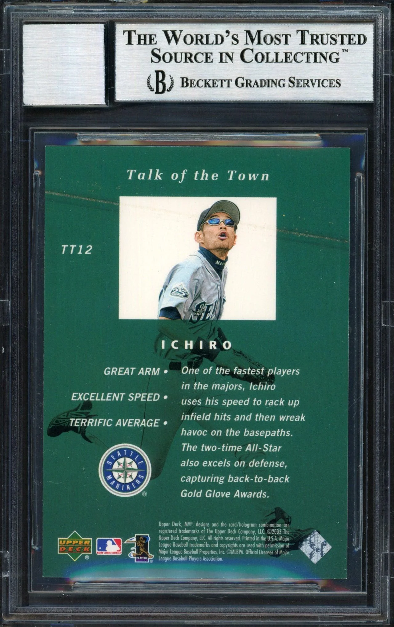 Ichiro Suzuki Autographed 2003 Upper Deck MVP Talk of the Town Card #TT12 Seattle Mariners Auto Grade 10 Beckett BAS #12491251 - Image 2