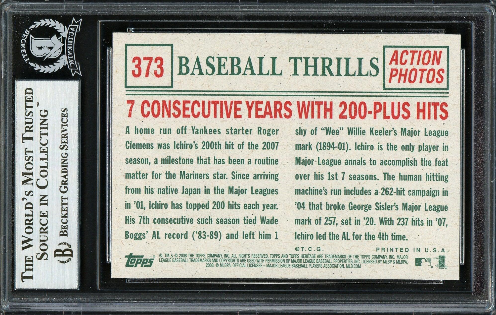 Ichiro Suzuki Autographed 2008 Topps Heritage Card #373 Seattle Mariners Beckett BAS Stock #191303 - Image 2
