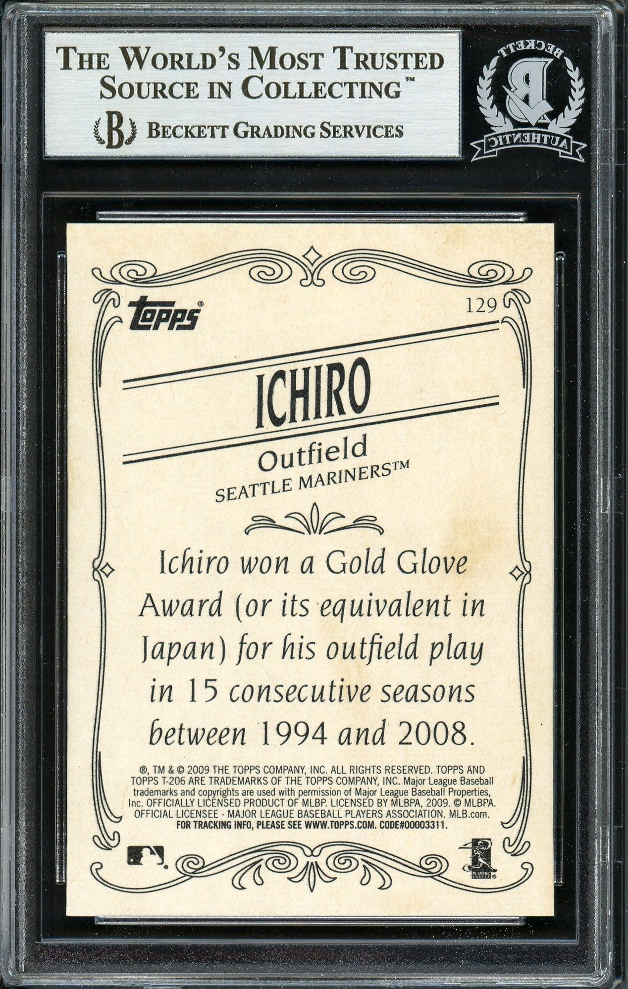 Ichiro Suzuki Autographed 2009 Topps 206 Card #129 Seattle Mariners Beckett BAS Stock #191313 - Image 2