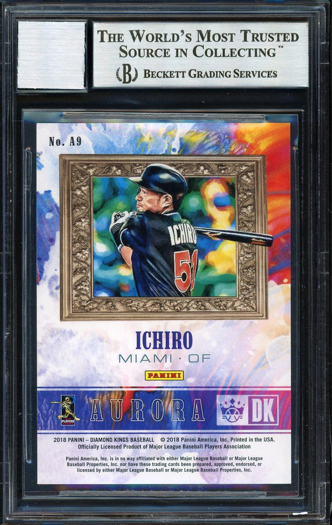 Ichiro Suzuki Autographed 2018 Panini Diamond Kings Aurora Card #A9 Miami Marlins Auto Grade 10 Beckett BAS #12670077 - Image 2