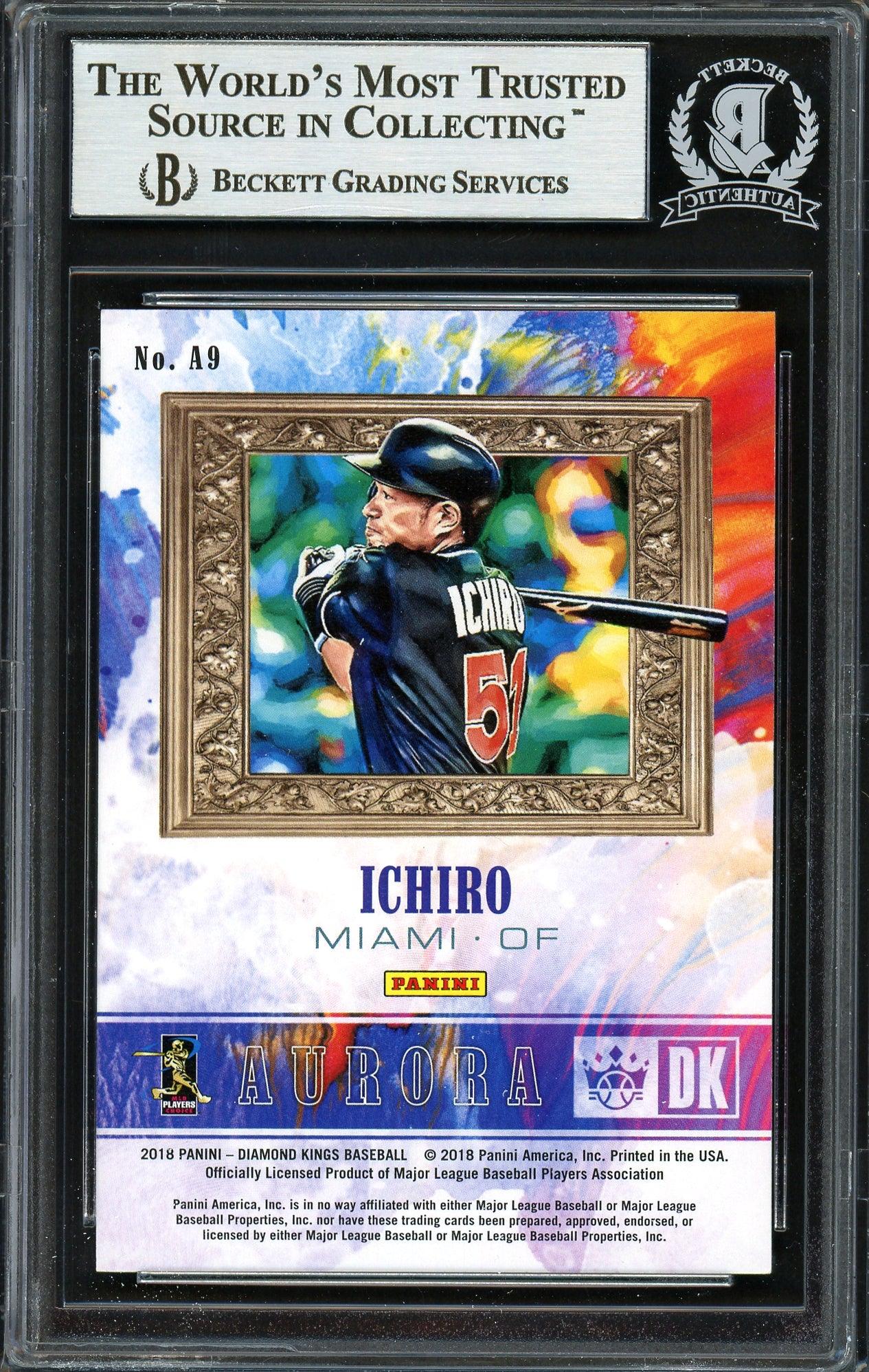 Ichiro Suzuki Autographed 2018 Panini Diamond Kings Aurora Card #A9 Miami Marlins Beckett BAS #12668033 - Image 2