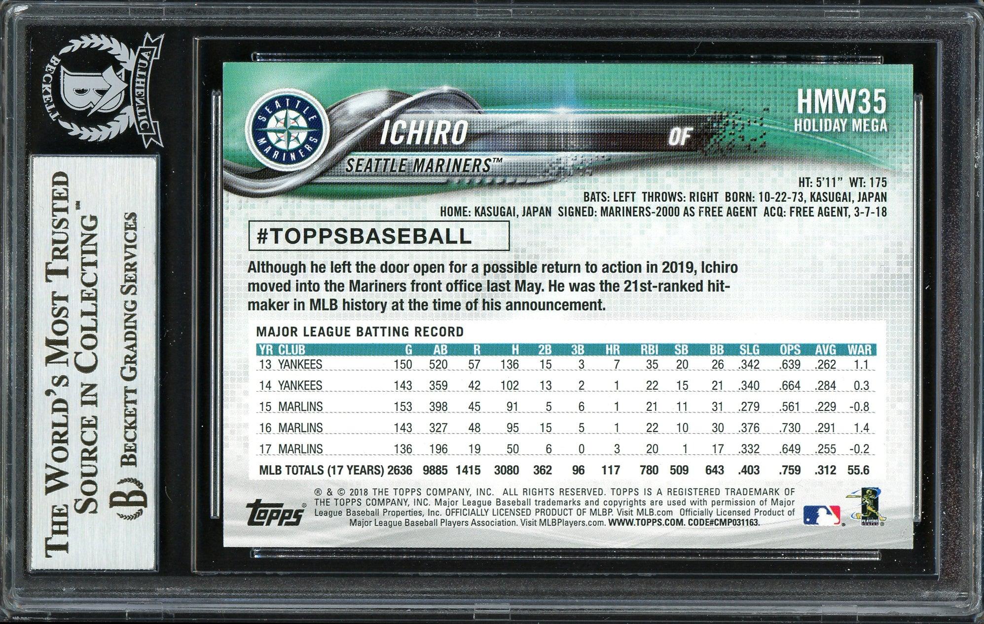 Ichiro Suzuki Autographed 2018 Topps Holiday Card #HMW35 Seattle Mariners Beckett BAS #12668029 - Image 2