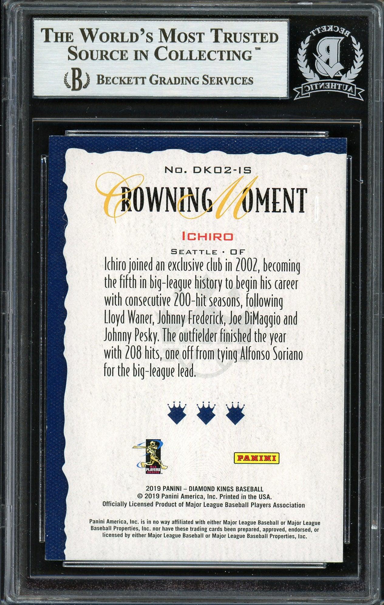 Ichiro Suzuki Autographed 2019 Panini Diamond Kings Crowning Moment Card #DK-02-IS Seattle Mariners Beckett BAS #12668058 - Image 2