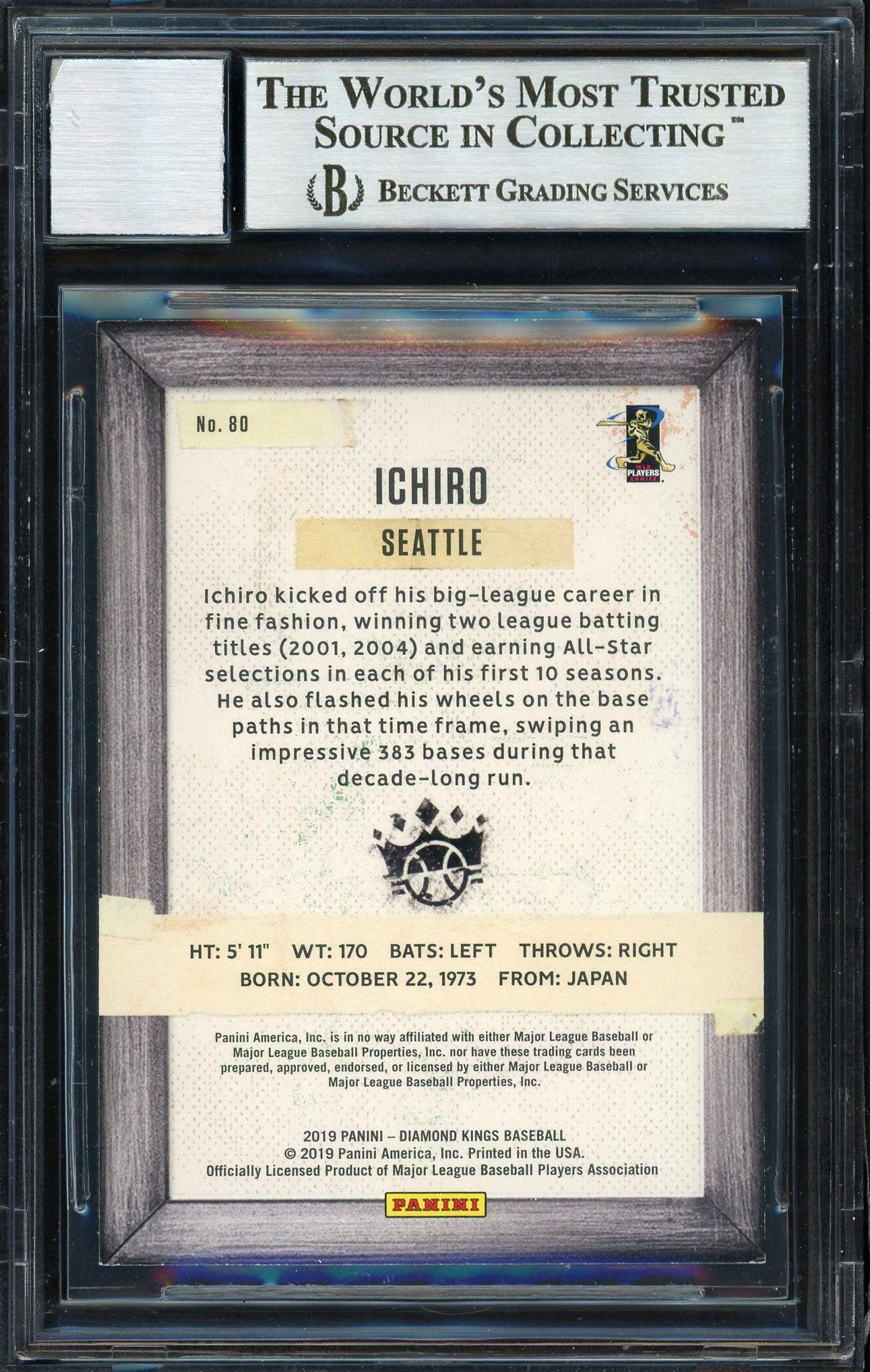 Ichiro Suzuki Autographed 2019 Panini Donruss Diamond kings Card #80 Seattle Mariners Auto Grade 10 Beckett BAS #12670137 - Image 2