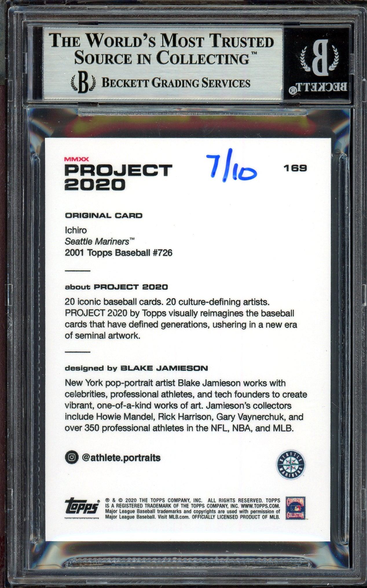 Ichiro Suzuki Autographed Topps Project 2020 Blake Jamieson Card #169 Seattle Mariners Teal #7/10 Beckett BAS #13713808 - Image 2