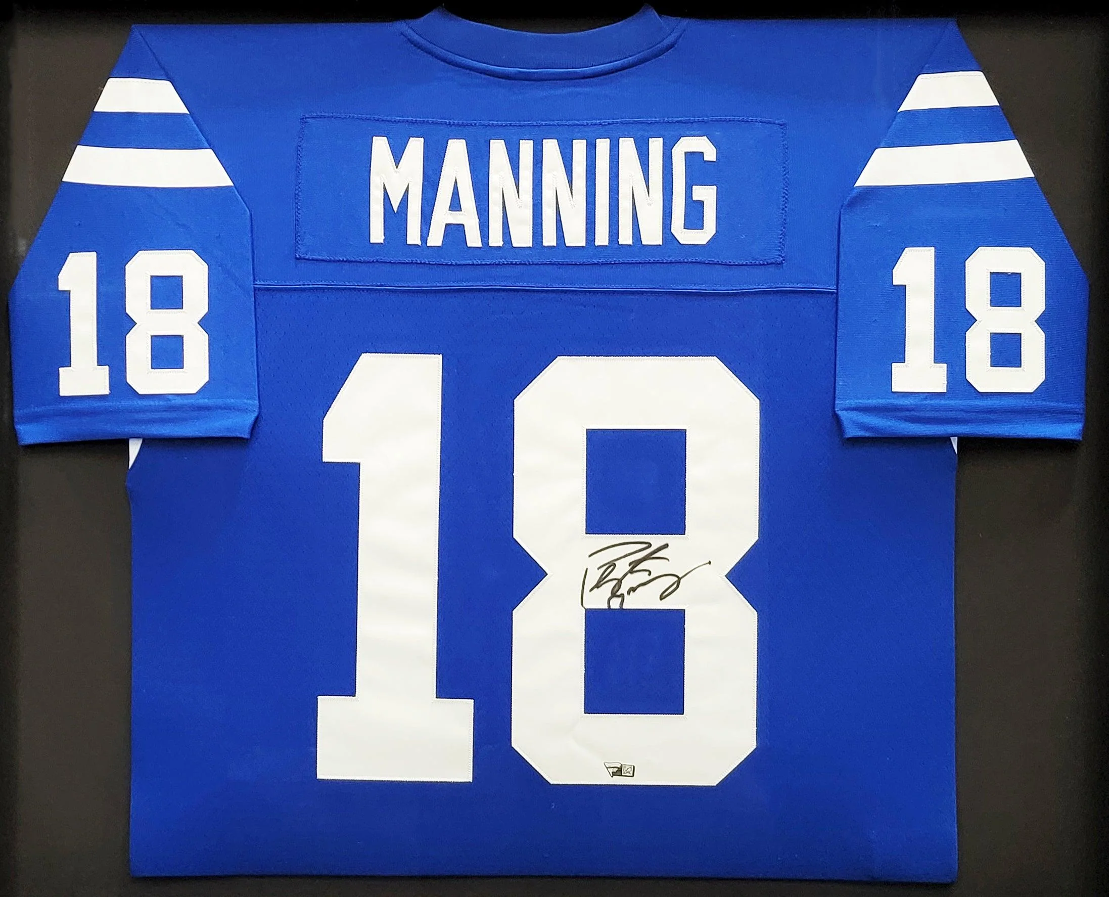 Indianapolis Colts Peyton Manning Autographed Framed Blue Authentic Mitchell & Ness Replica 1998 Throwback Jersey Fanatics Holo Stock #203487 - Image 2