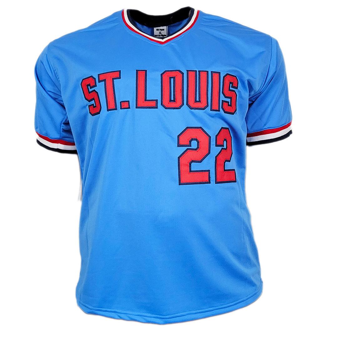 Jack Clark Signed The Ripper Inscription St. Louis Light Blue Baseball Jersey (JSA) - Image 3