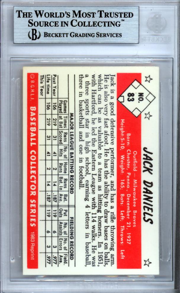 Jack Daniels Autographed 1983 1953 Bowman Reprint Card #83 Milwaukee Braves Beckett BAS #9773007 - Image 2