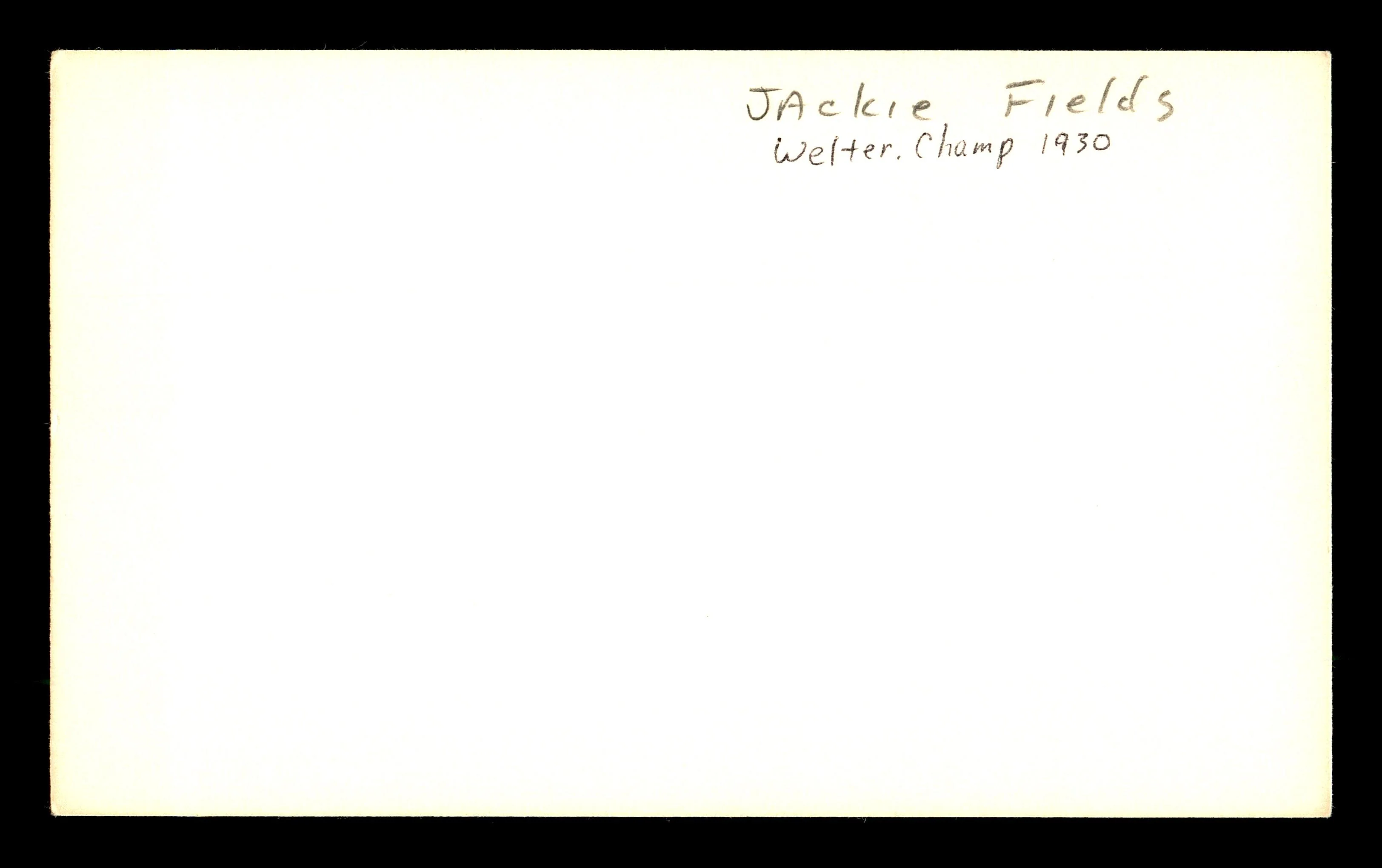 Jackie Fields Autographed 3x5 Index Card Welterweight Champ SKU #179752 - Image 2