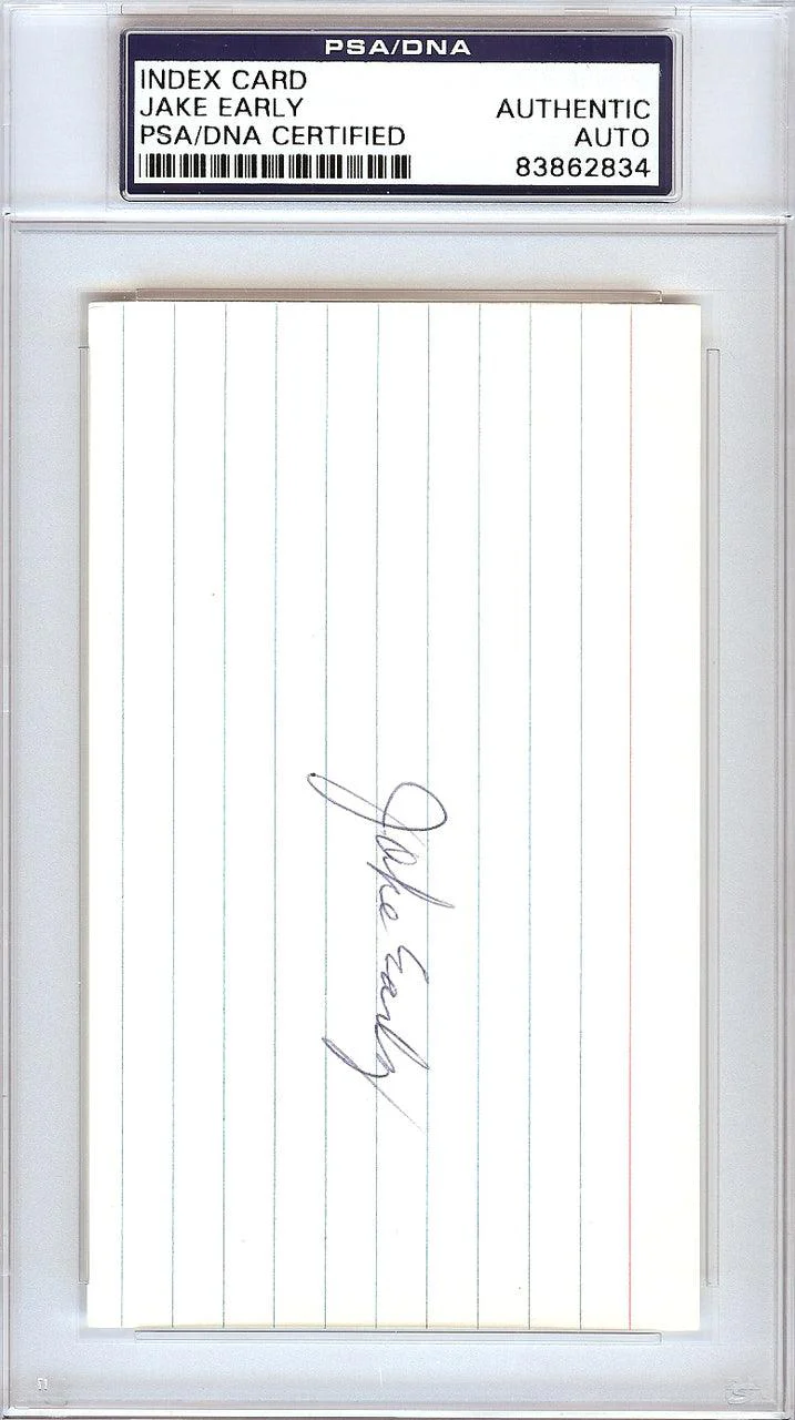 Jake Early Autographed 3x5 Index Card Washington Senators PSA/DNA #83862834